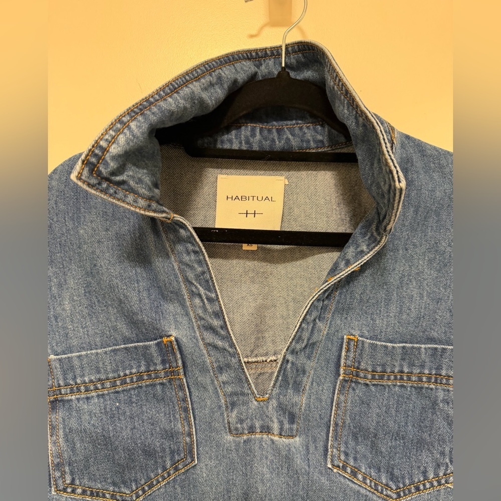 Habitual Denim Tunic Dress with Front Pockets - Picture 2 of 7